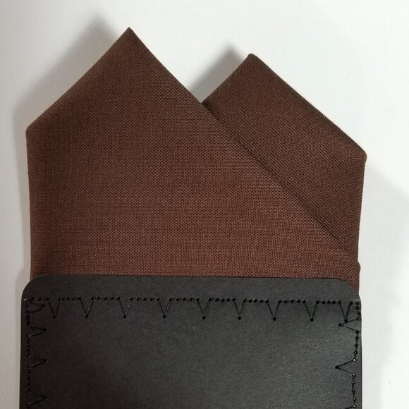 New - Dark Brown Cotton Pre-Folded Pocket Square Handkerchief Insert - Picture 7 of 7